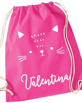 Zainetto Sacca Personalizzato Nome Bambina Gatto