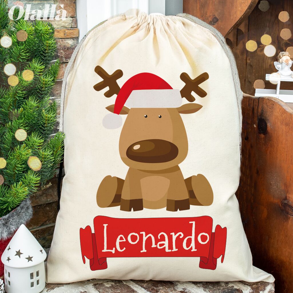 SACCA NATALE PERSONALIZZATA CON RENNA