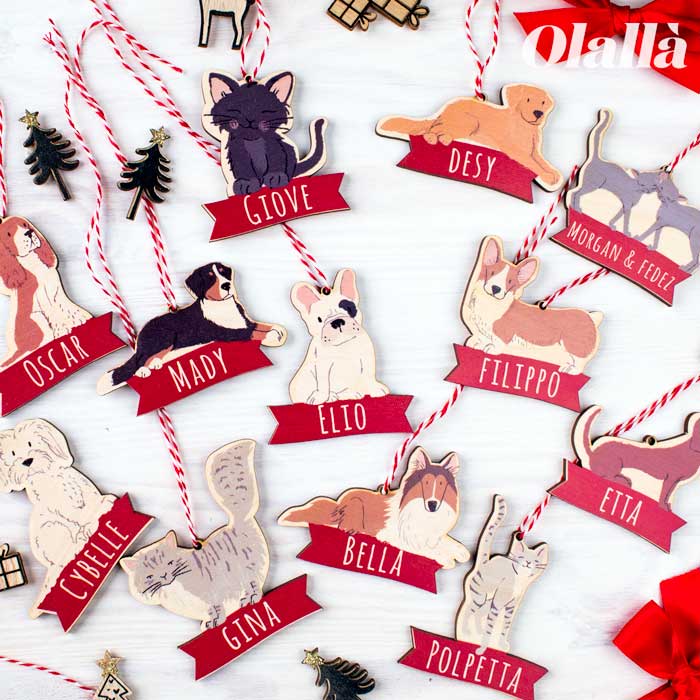 Palline Natale Forma Cane Gatto Personalizzabili