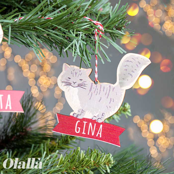 Palline Natale Forma Gatto Personalizzabil44i