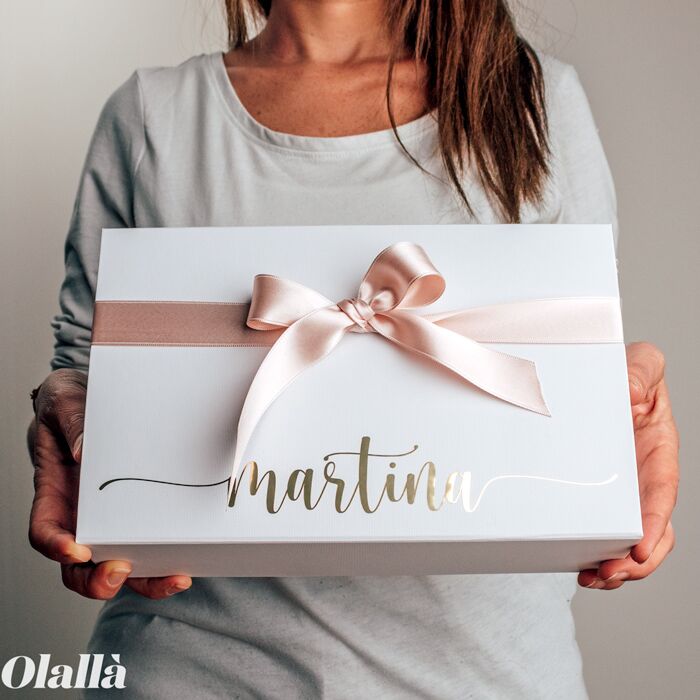 Scatola Gift Box Con Nome Personalizzata Bianco Oro3
