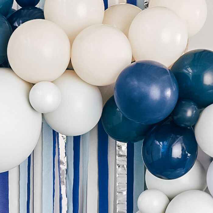 Decorazione Palloncini Sfondo Foto Blu Argento Festa Papa 02