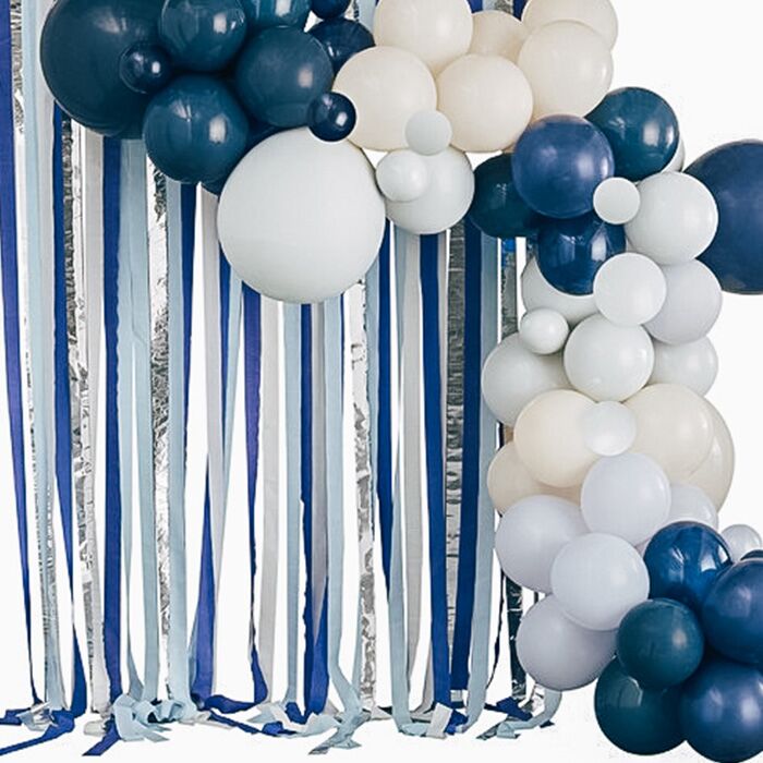 Decorazione Palloncini Sfondo Foto Blu Argento Festa Papa