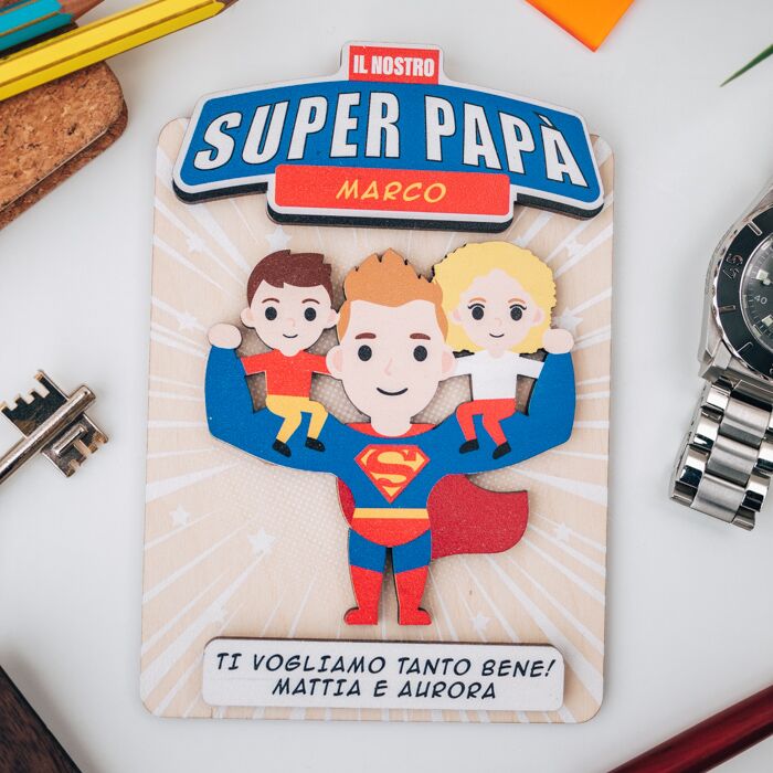 Targhetta Super Papa Personalizzato Superman Batman 1