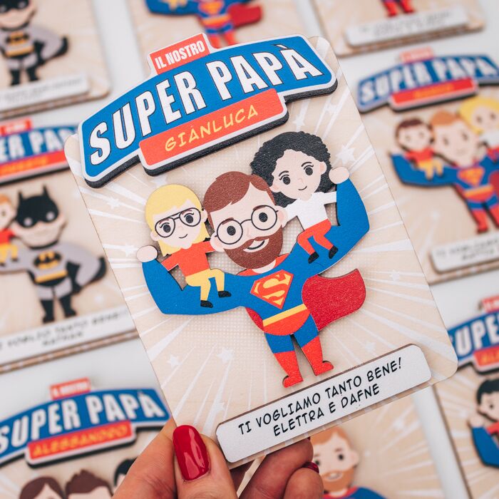 Targhetta Super Papa Personalizzato Superman Batman 2