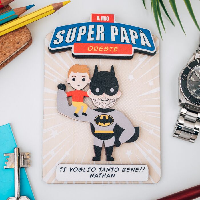Targhetta Super Papa Personalizzato Superman Batman 4