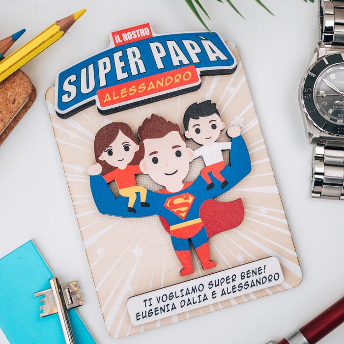 Targhetta Super Papa Personalizzato Superman Batman 5