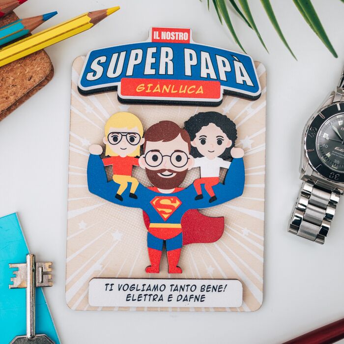 Targhetta Super Papa Personalizzato Superman Batman 6