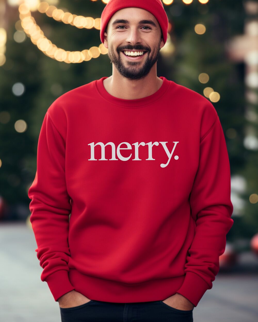 Maglietta Felpa Natalizia Uomo Rossa Merry0
