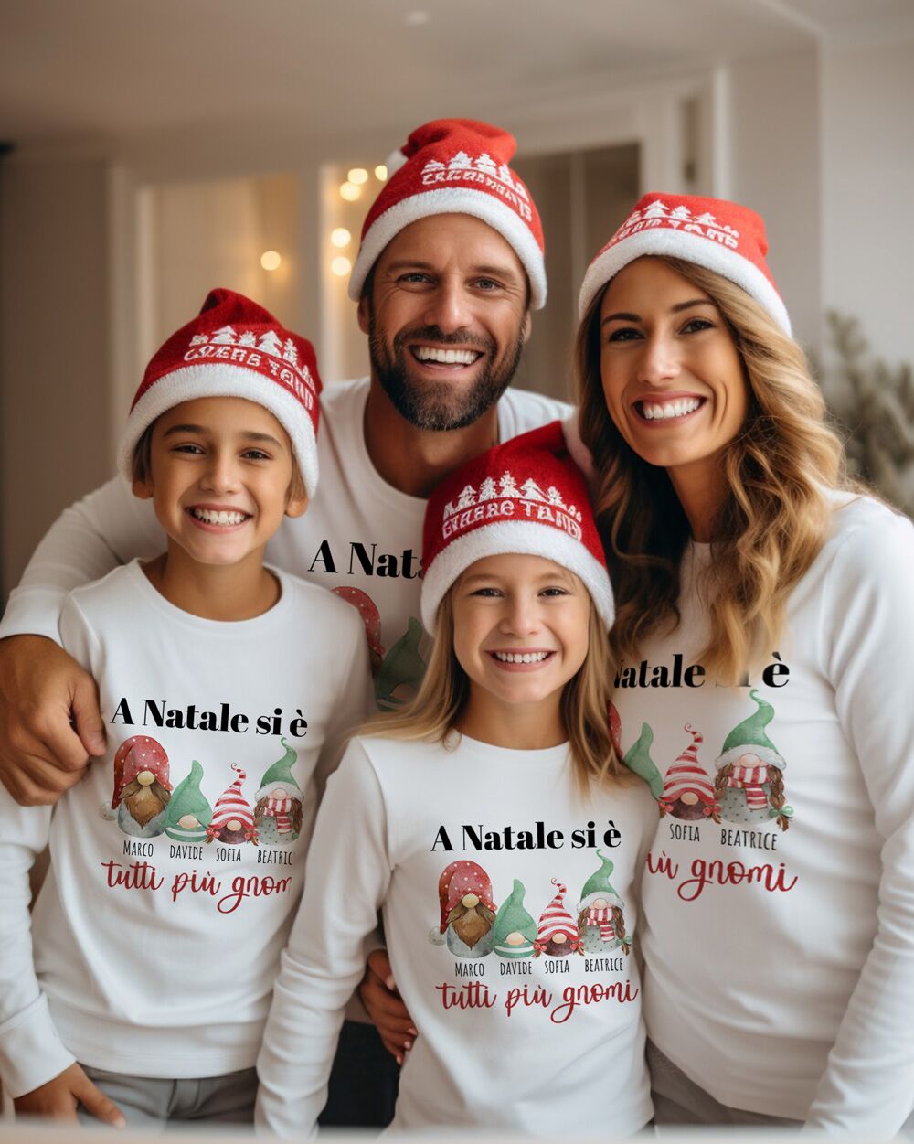 Maglietta Natale Personalizzata Famiglia Gnomi
