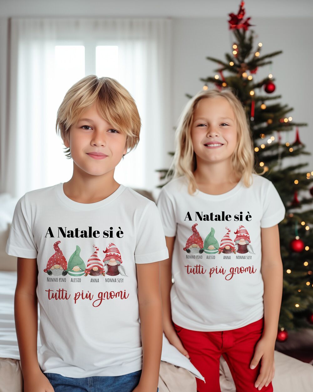 Maglietta Natalizia Bambino Gnomi Famiglia