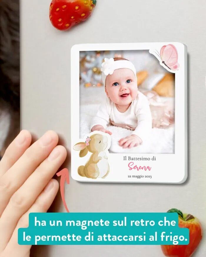Bomboniera Regalo Nascita Personalizato Magnete Foto Battesimo04