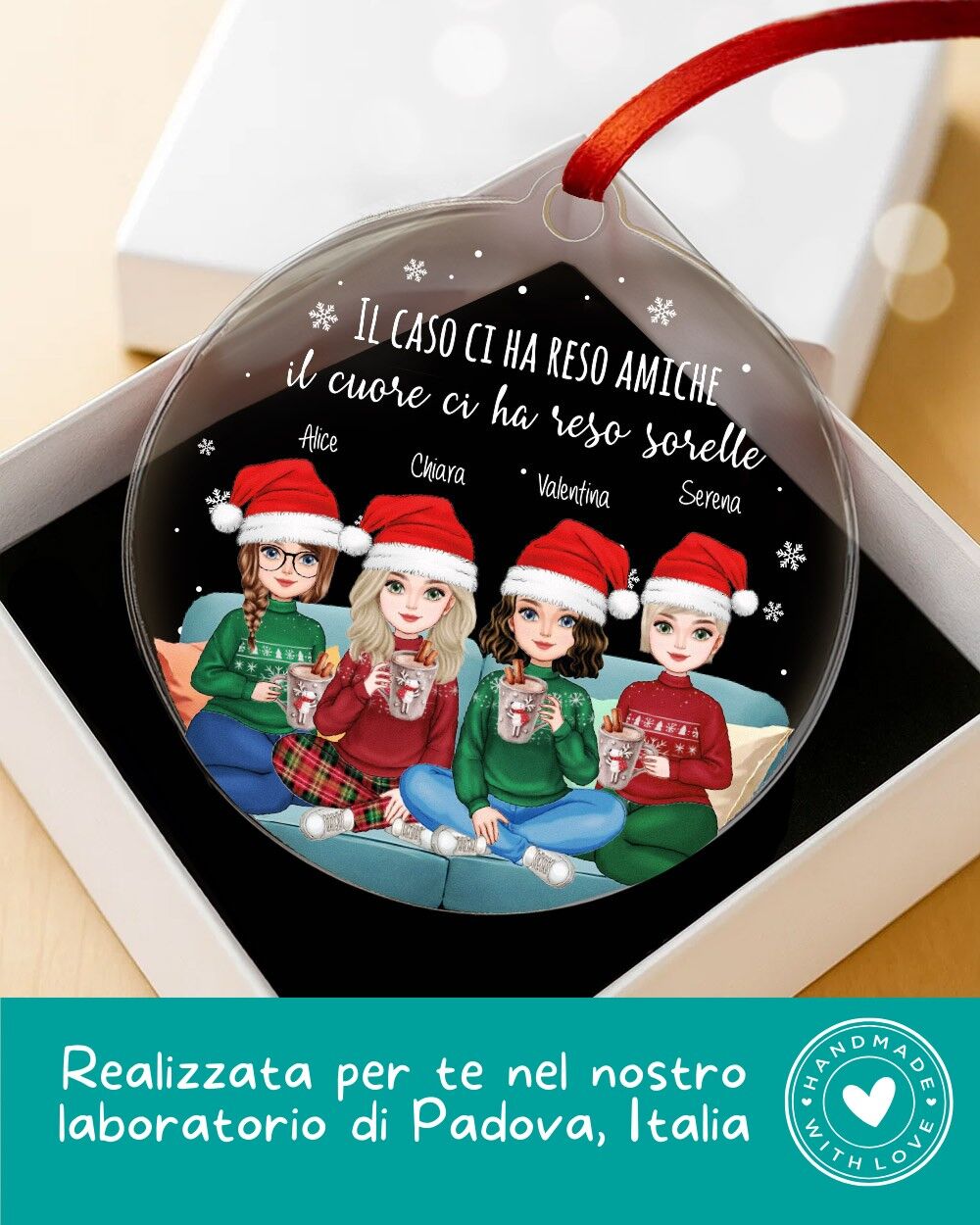 Pallina Di Natale In Plexiglass Decorazione Per Albero Regalo Natale Per Amica Con Ritratto