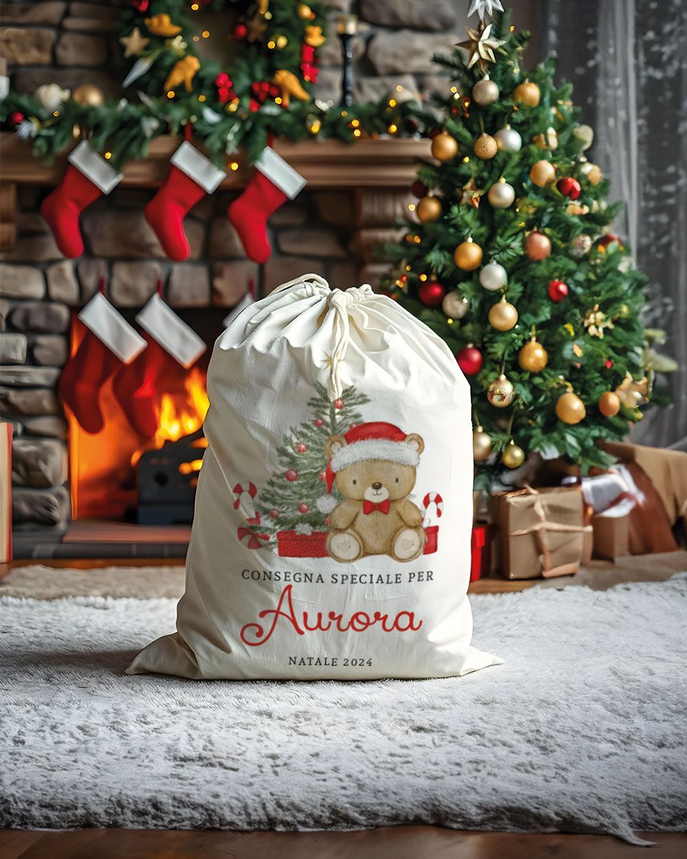 Sacca Babbo Natale Personalizzata CONSEGNA SPECIALE ORSETTO32