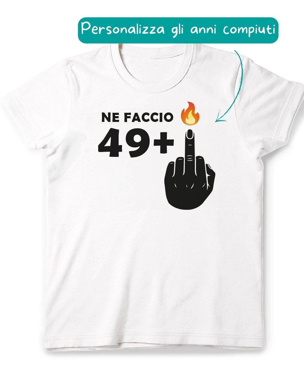 T Shirt Dito Medio Fiamma Personalizzazione