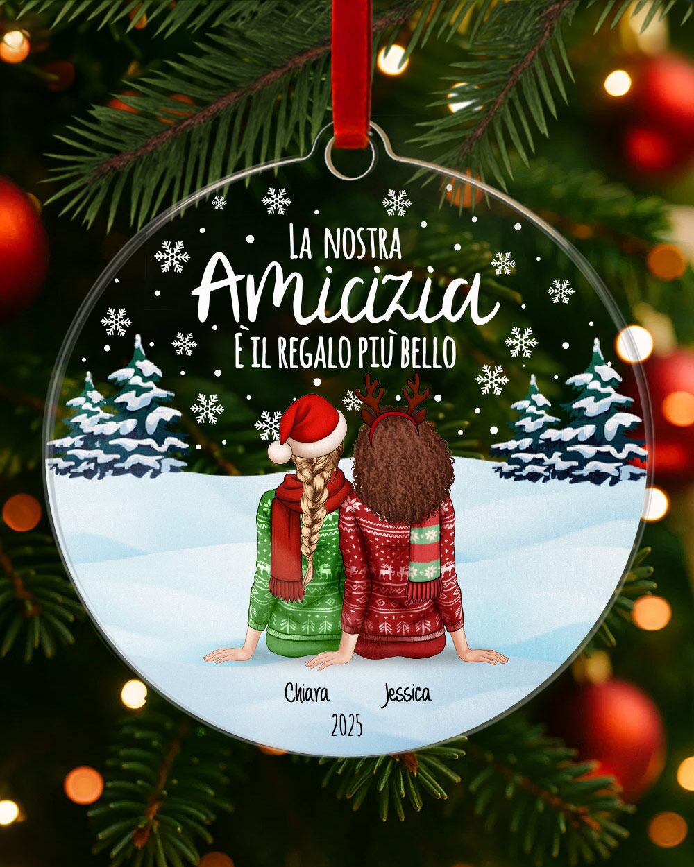 Pallina Decorazione Natale Personalizzata Regalo Amiche Ritratto03