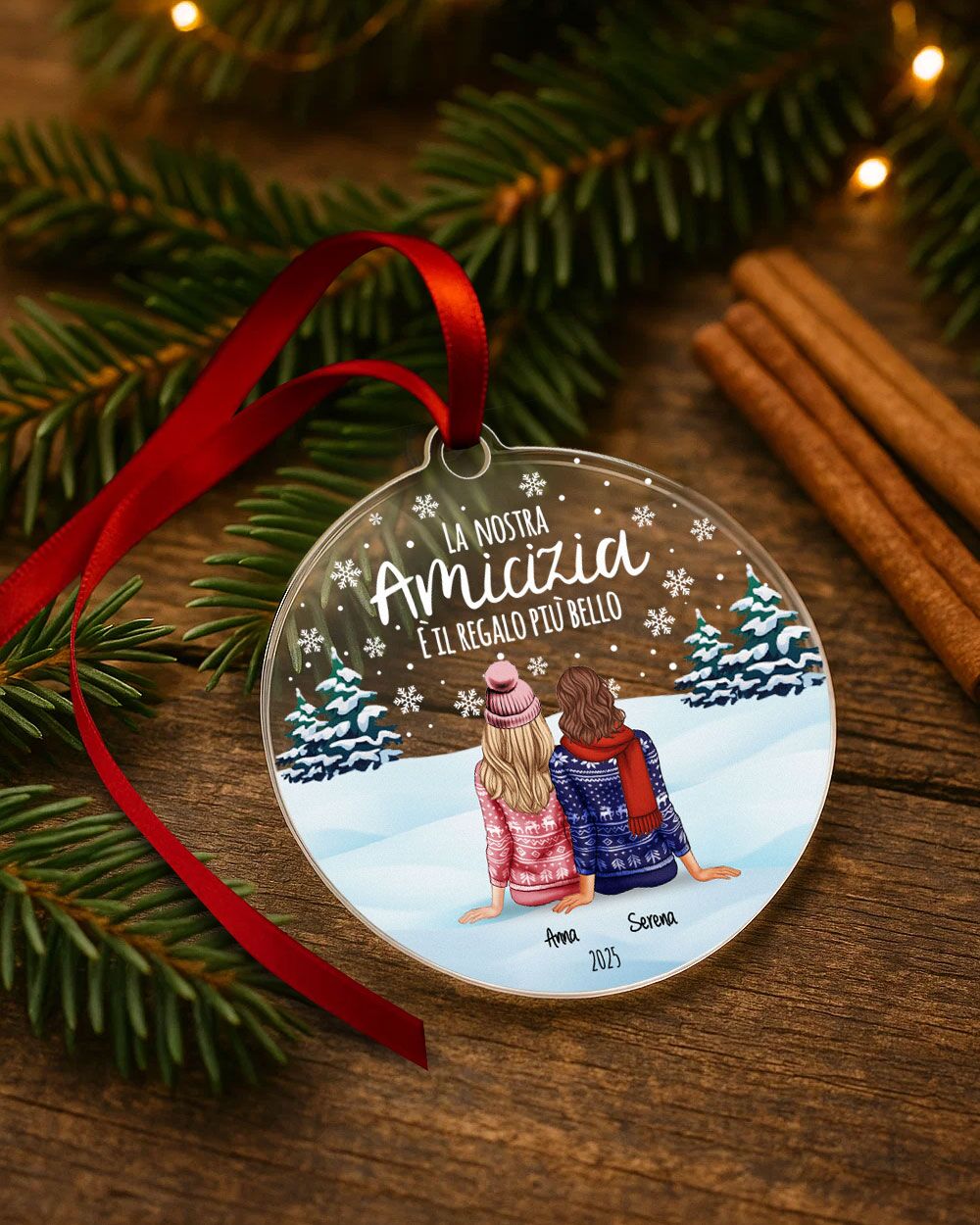 Pallina Decorazione Natale Personalizzata Regalo Amiche Ritratto04