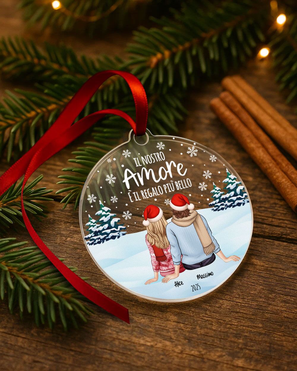 Pallina Decorazione Natale Personalizzata Regalo Coppia Ritratto04