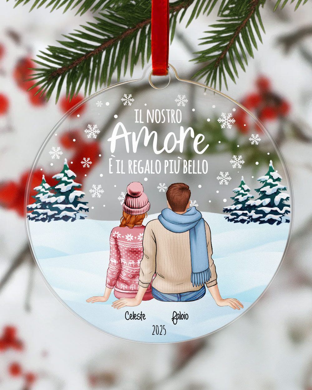 Pallina Decorazione Natale Personalizzata Regalo Coppia Ritratto05