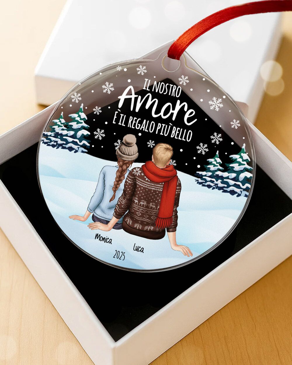Pallina Decorazione Natale Personalizzata Regalo Coppia Ritratto06