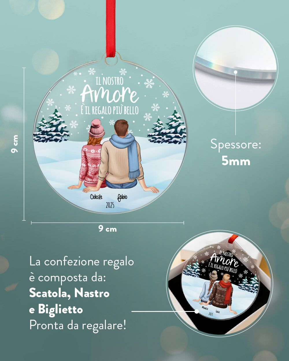 Pallina Decorazione Natale Personalizzata Regalo Coppia Ritratto07