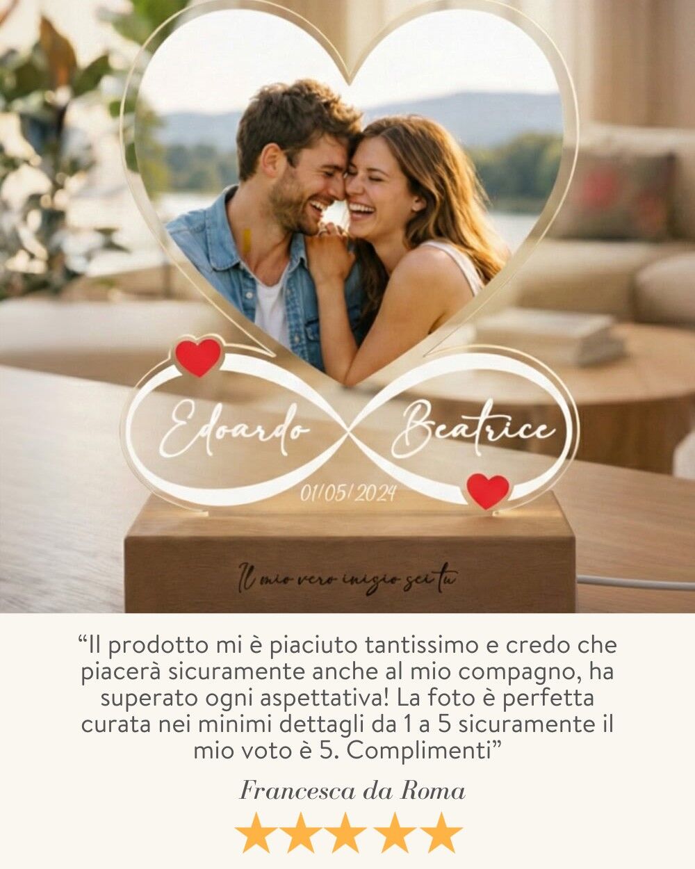 Lampada Infinito Personalizzata Con Foto Regalo San Valentino Anniversario 3