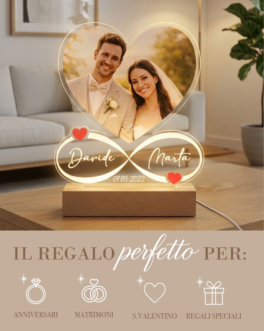 Lampada Personalizzata Regalo San Valentino Anniversario Infinito09