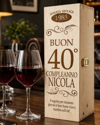 Cassettina Porta Vino in Legno Personalizzata, Idea Regalo Compleanno Importante, Scatola in Legno Personalizzata per 50 anni 40 anni 30 anni