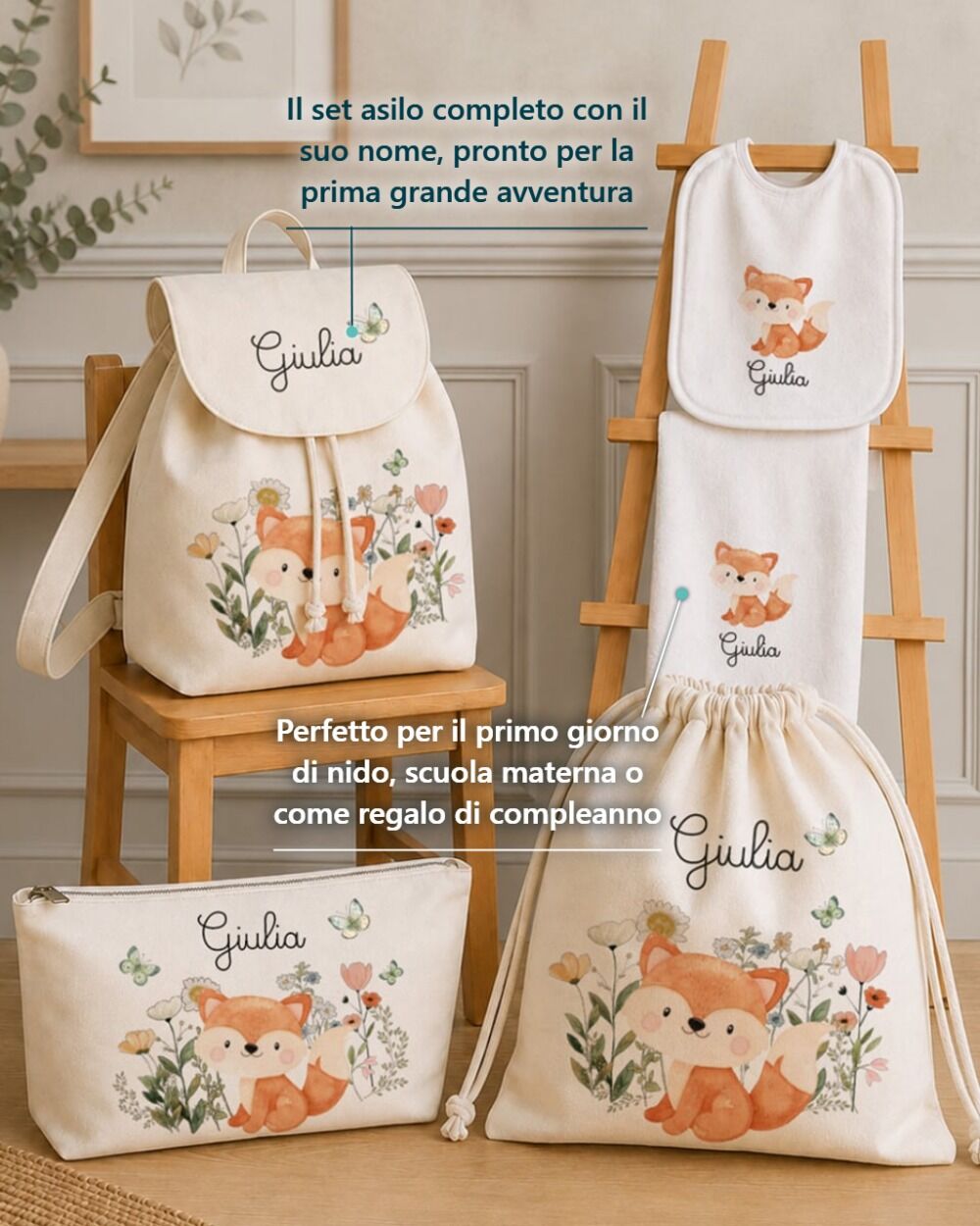 set-asilo-personalizzato-animaletti-del-bosco-regalo-nido-asilo-materna-scuola