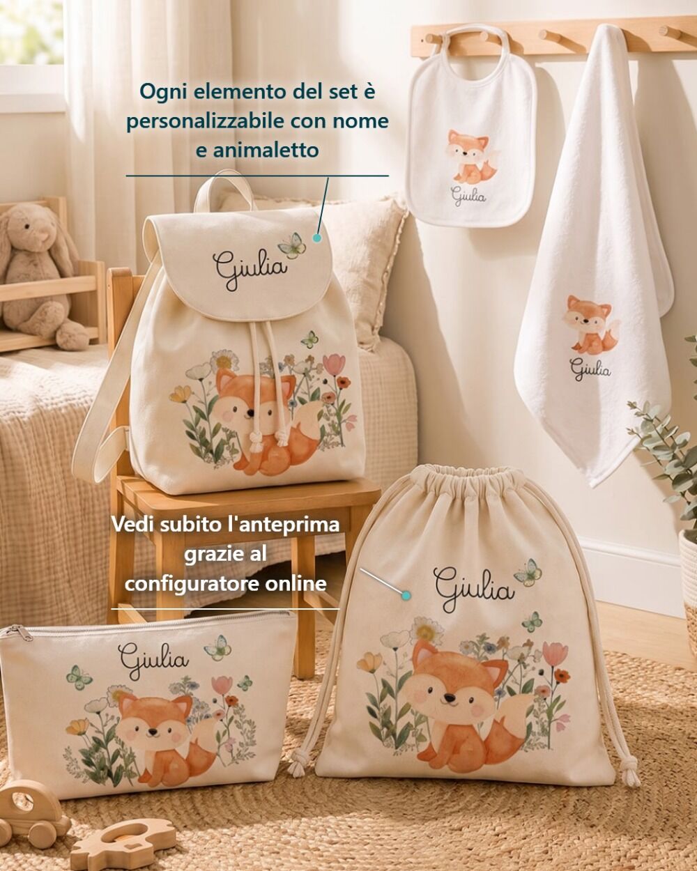 set-asilo-personalizzato-animaletti-del-bosco-regalo-nido-asilo-materna-scuola