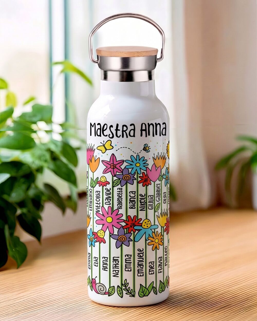 borraccia-personalizzata-regalo-maestra-nomi-classe-fiori