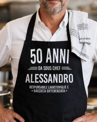 Grembiule da Cucina Stampato Personalizzato - Idea Regalo 50 Anni