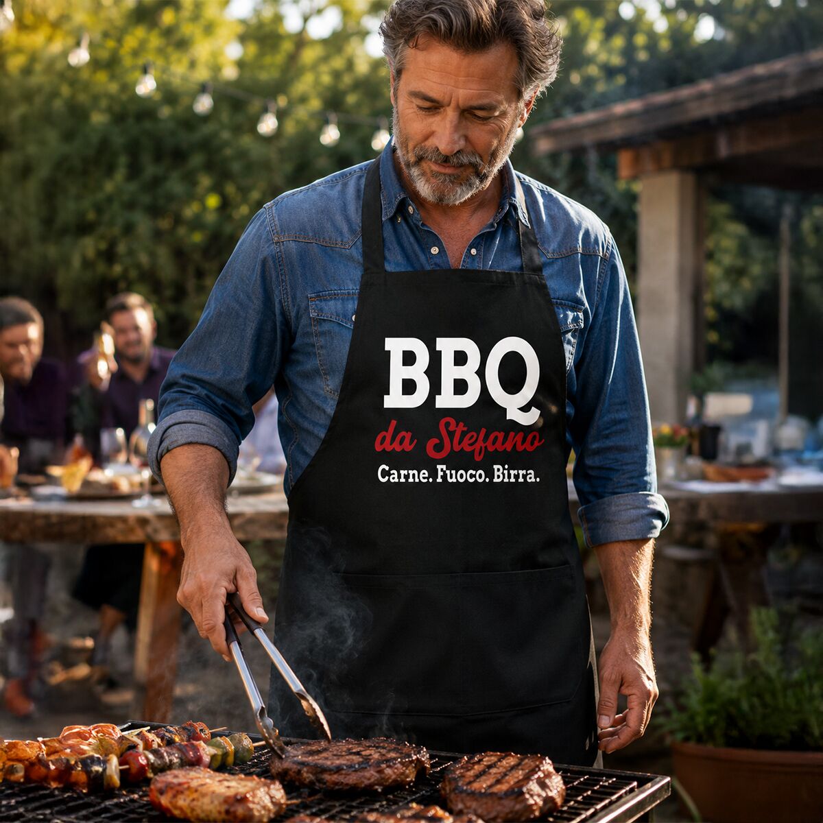 Grembiule da Cucina "BBQ" Personalizzato con il Nome e la Frase che Desideri - Idea Regalo Uomo Simpatica - immagine 2