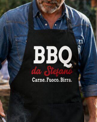 Grembiule da Cucina "BBQ" Personalizzato con il Nome e la Frase che Desideri - Idea Regalo Uomo Simpatica