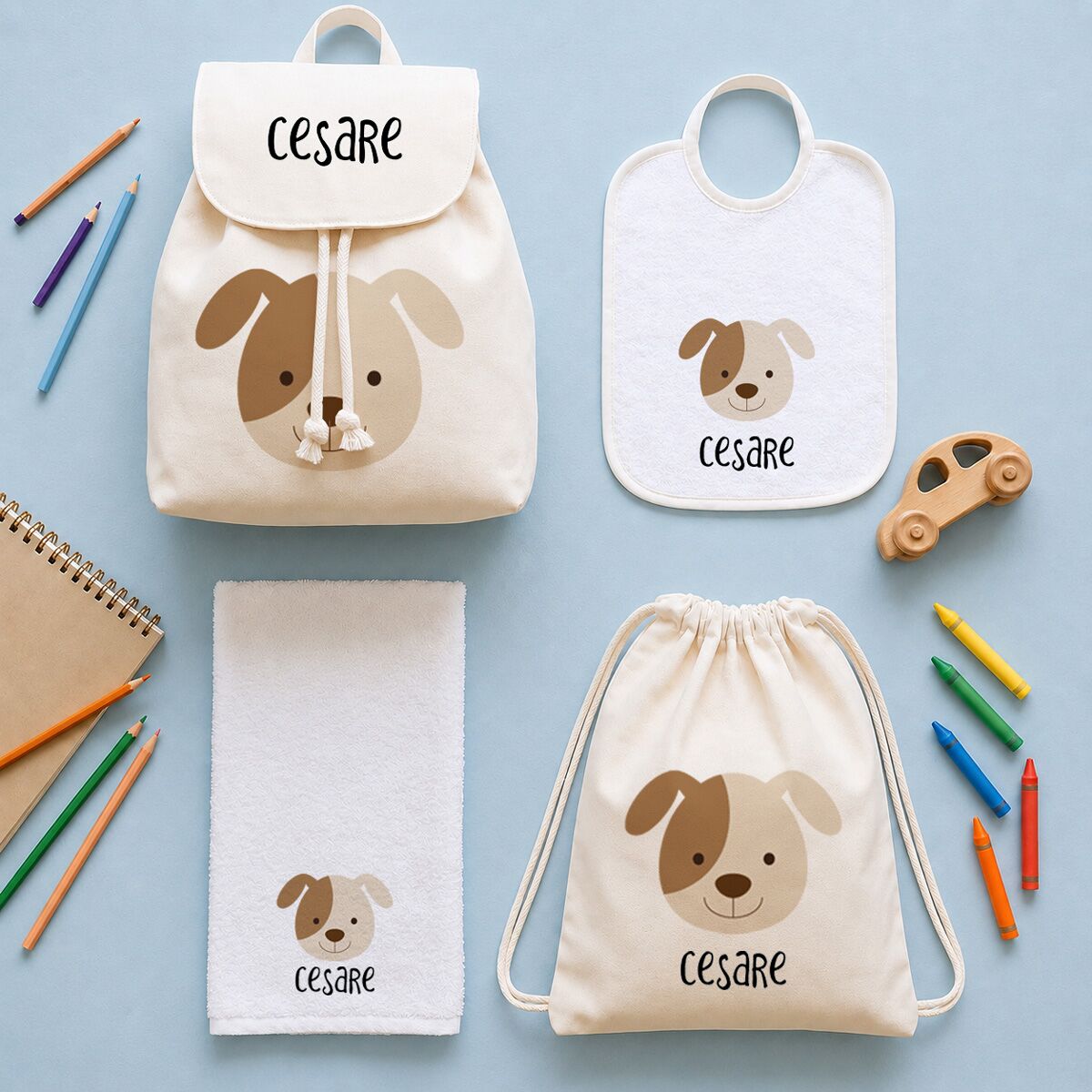 set-asilo-personalizzato-olalla-animali-sacca-zaino-cagnolino