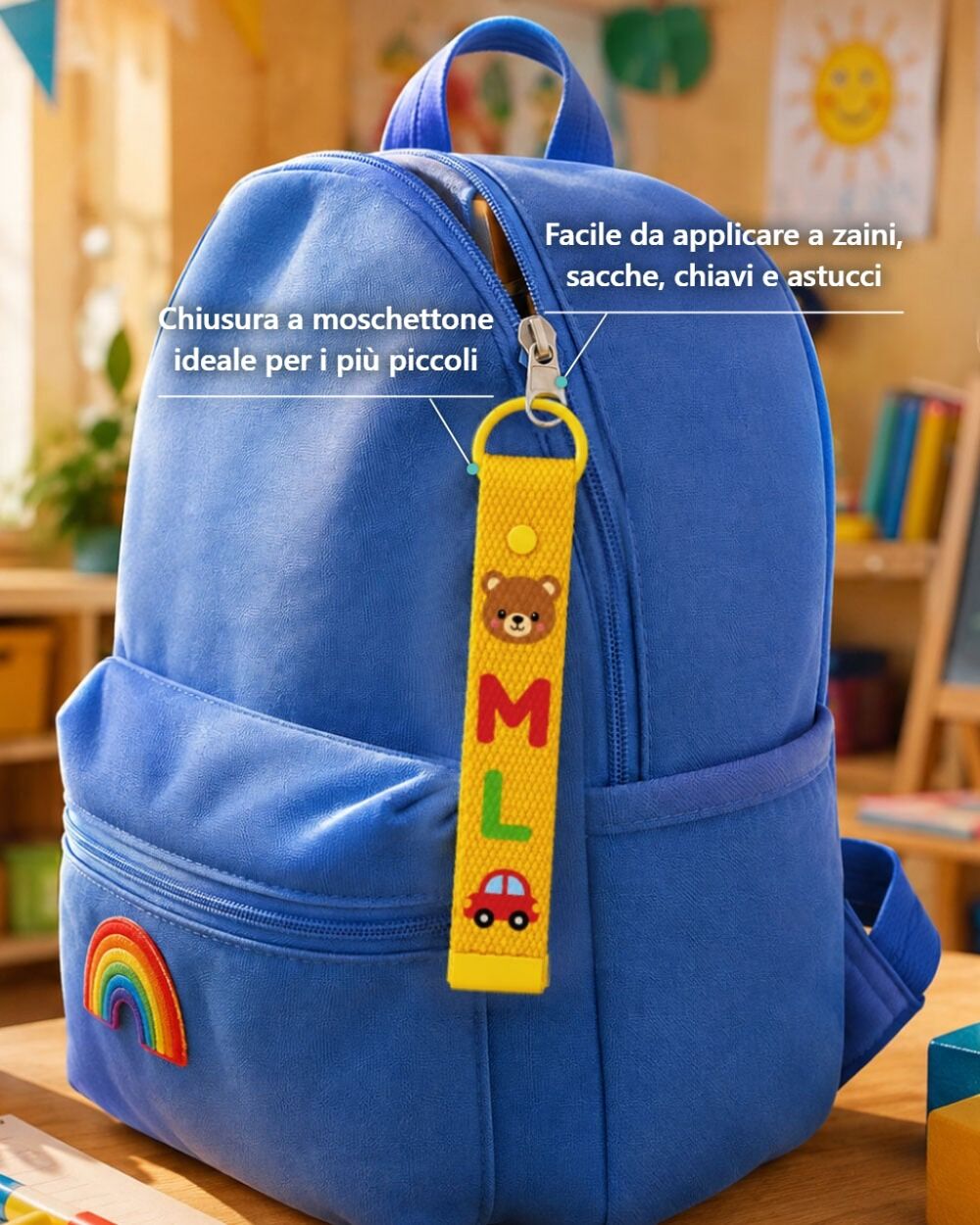 Portachiavi per Bambini Personalizzato con Iniziali, Animali e Simboli – Idea Accessorio Zaino, Regalo Scuola e Asilo - immagine 6