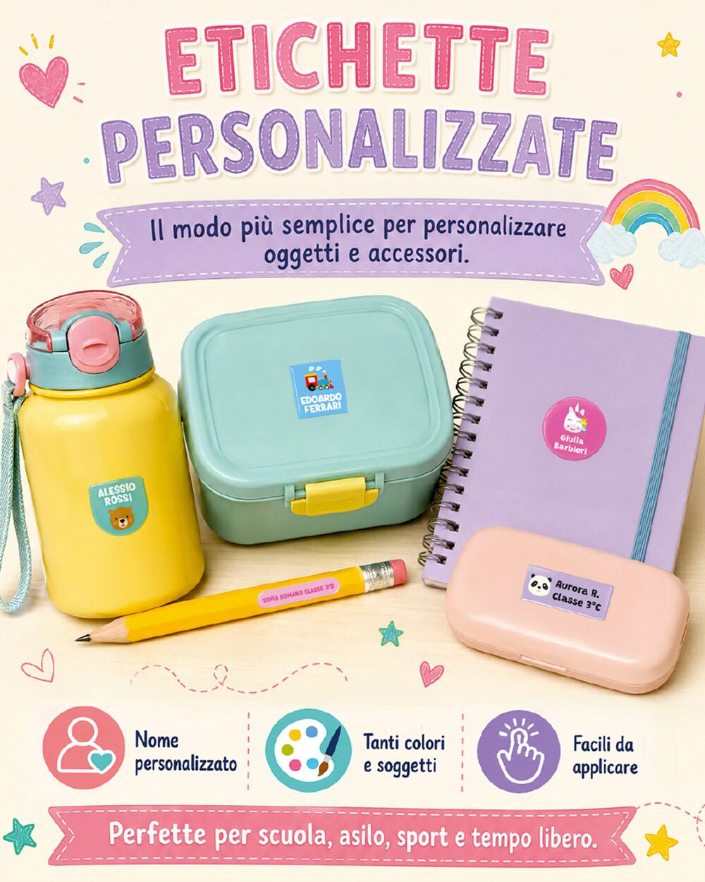 etichette-uv-dtf-scuola-personalizzare-materiale-scolastico-bambini-asilo-primaria-infanzia-nido