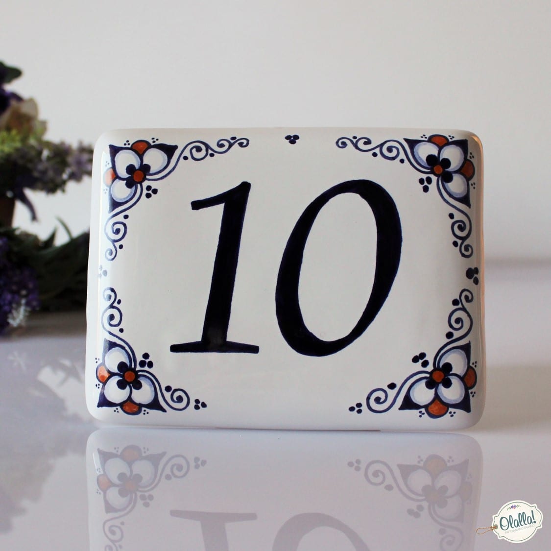 Numero Civico in Ceramica Dipinto a Mano Personalizzabile - immagine 2