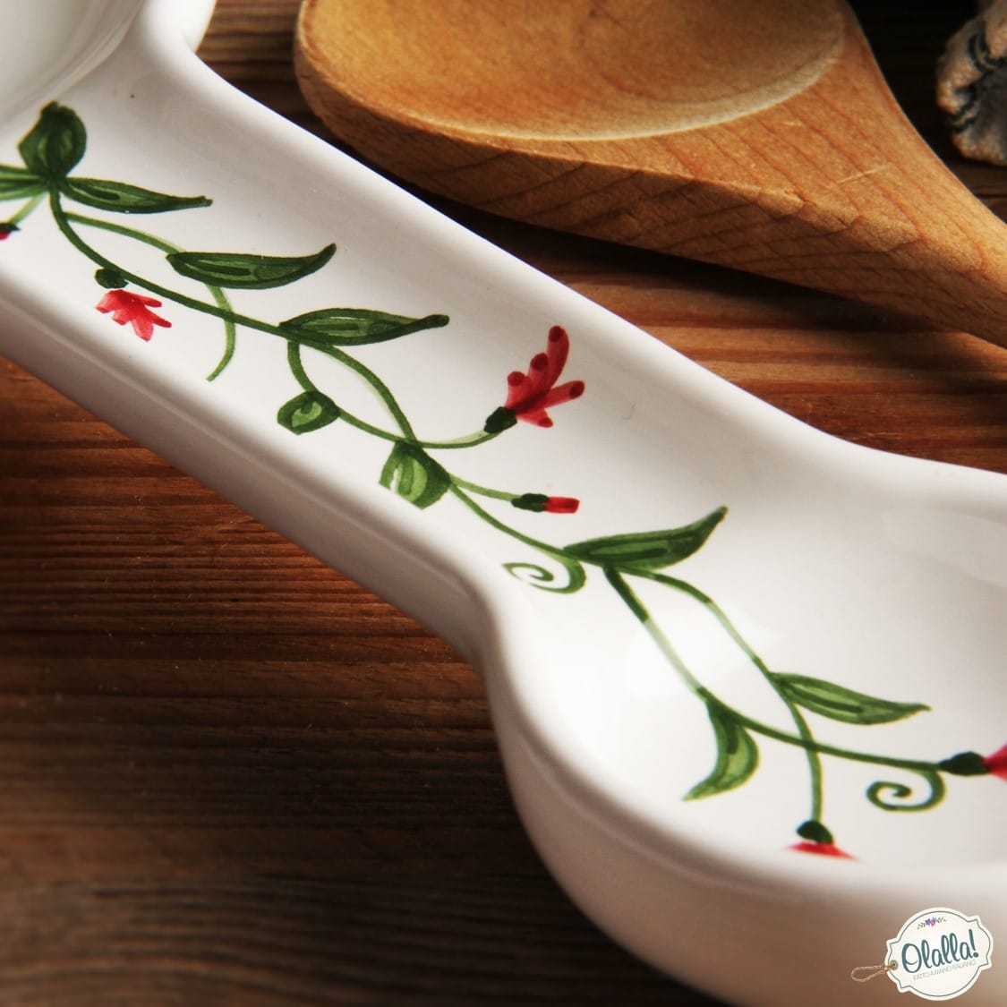 Poggiamestoli Personalizzato in Ceramica con Frase a Scelta Decoro Floreale - immagine 4