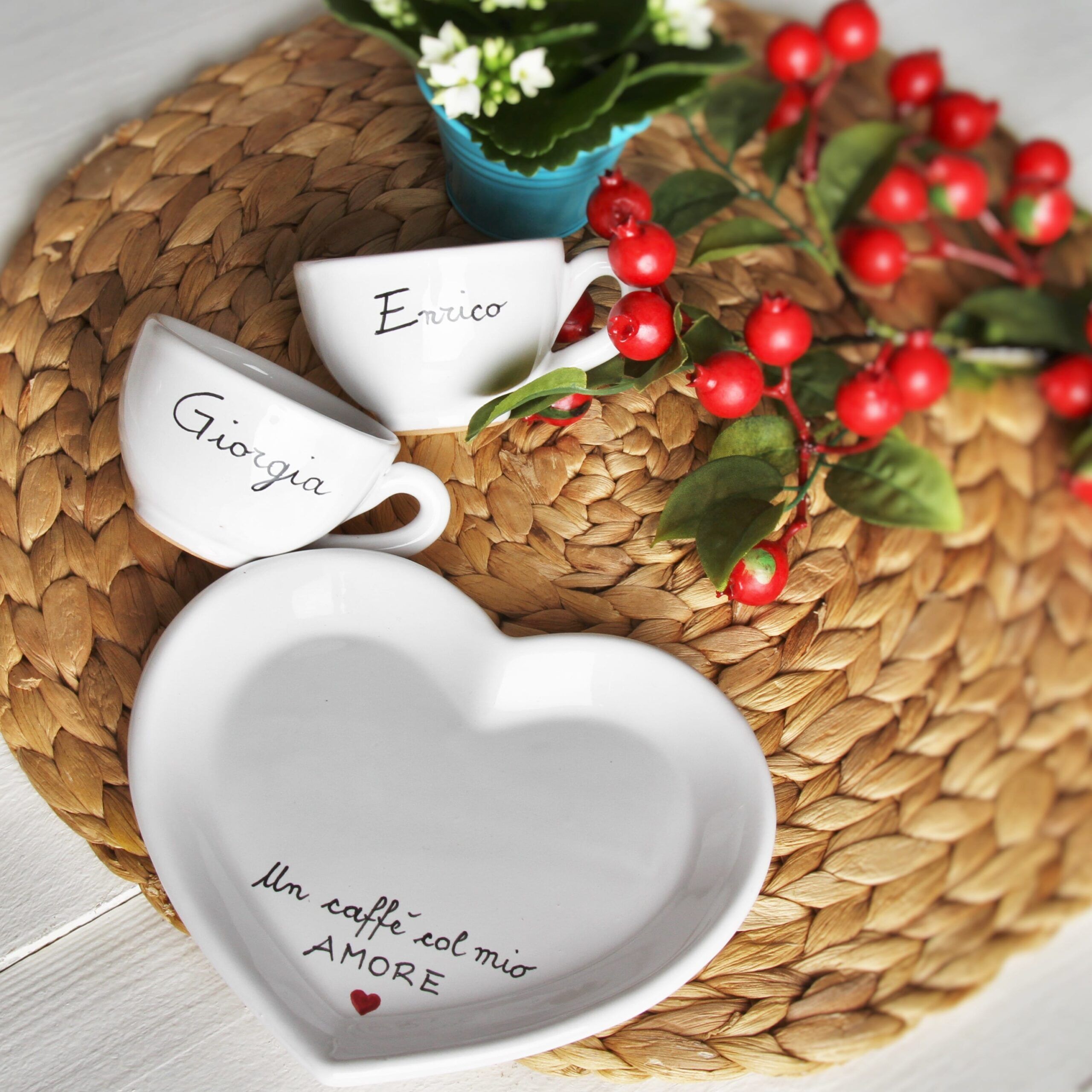 Set Tazzine da Caffé o Tè/Cappuccino Personalizzato Lui e Lei con il Vostro Messaggio a Scelta - immagine 4