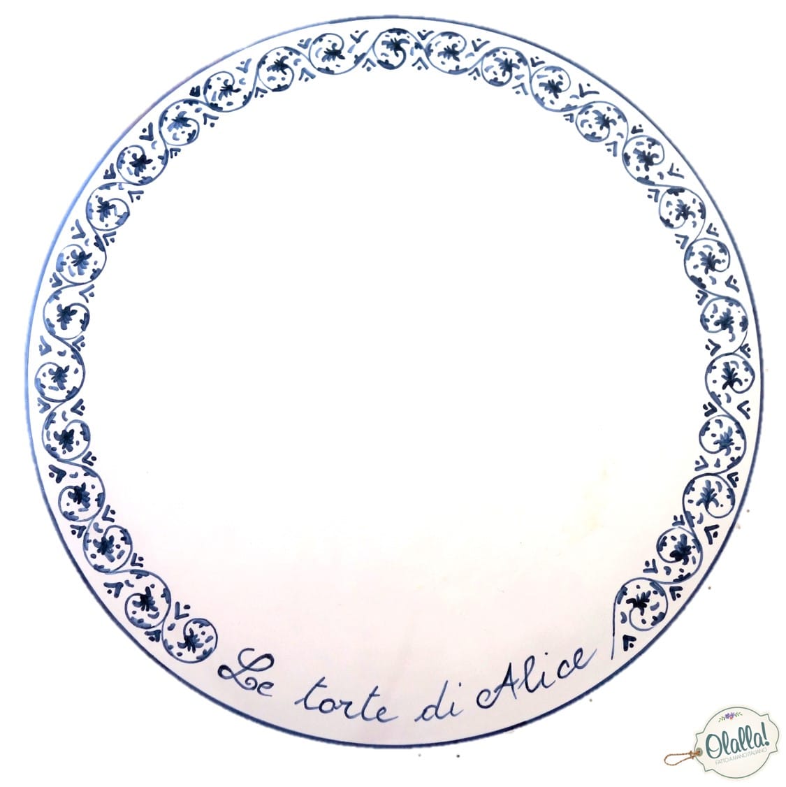 Piatto da Torta Personalizzata con Frase a Scelta in Ceramica Dipinta a Mano "Le Torte di ..." - immagine 3