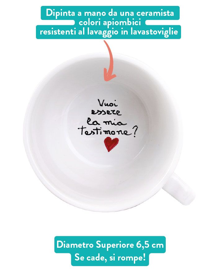 Tazzina da Caffè o Tè/Cappuccino Personalizzata con Messaggio segreto "Vuoi Essere la Mia Testimone? - immagine 7