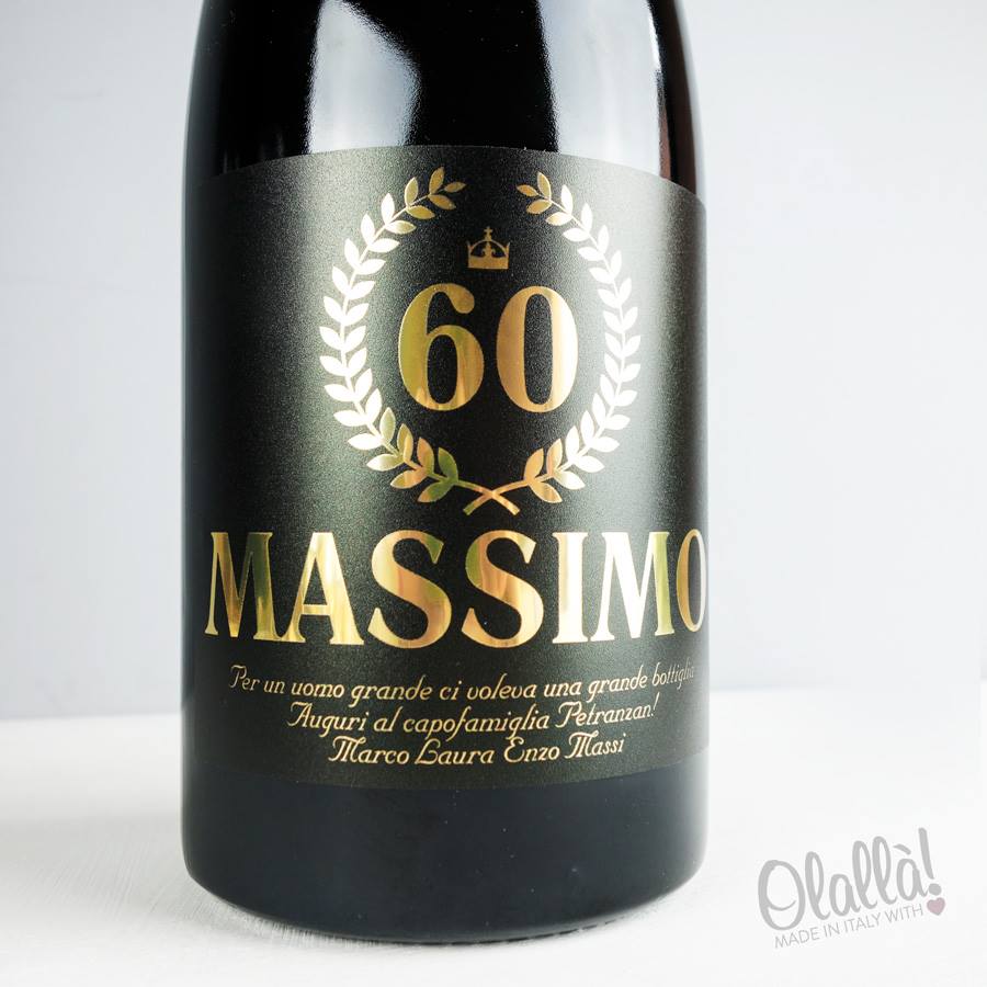 Bottiglia di Vino Personalizzata con Corona d'Alloro, Anni e Dedica - Idea Regalo Compleanno - immagine 6