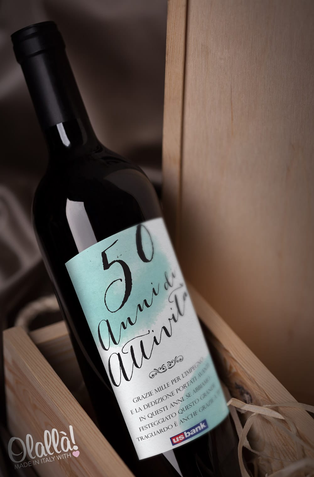 Bottiglia Personalizzata Stile Acquerello - Idea Regalo Aziendale - immagine 3