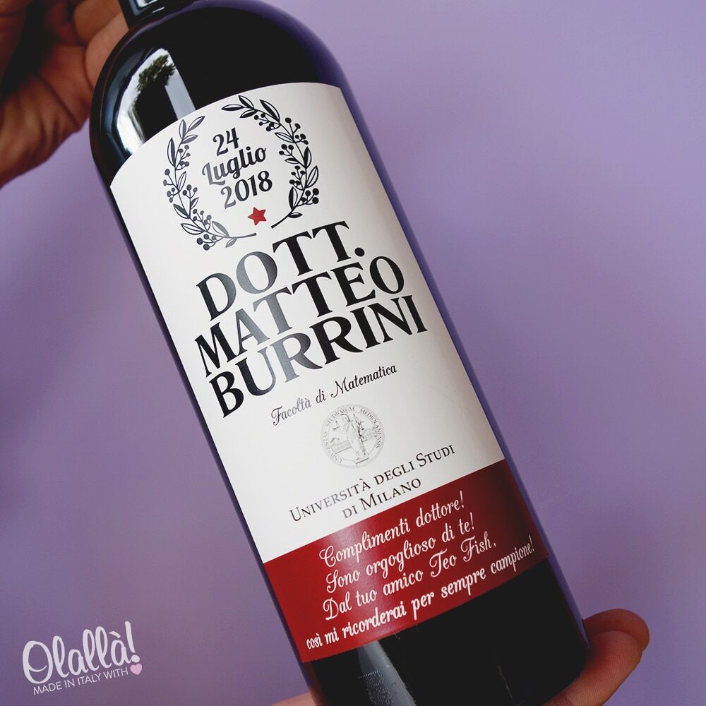Bottiglia di Vino Personalizzata con Nome, Logo Università e Data - Idea Regalo Laurea - immagine 10