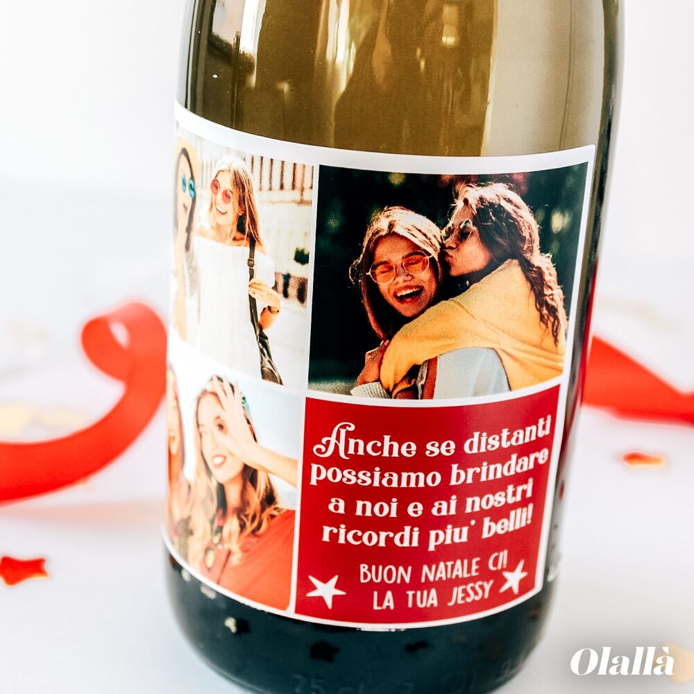 Bottiglia Personalizzata con Collage di Foto e la tua Dedica - Idea Regalo di Natale - immagine 2