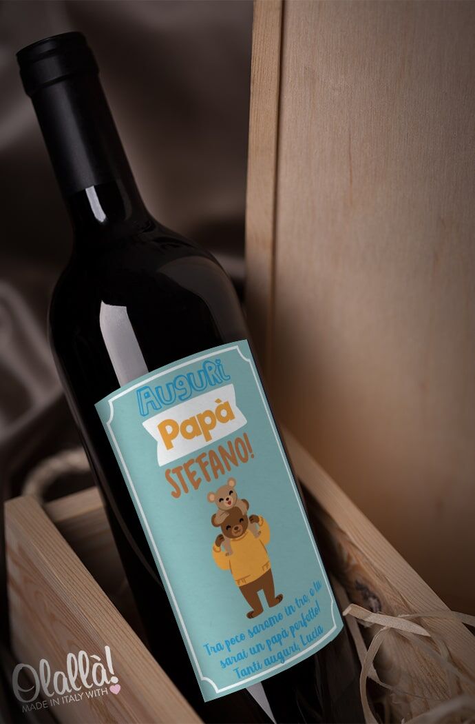 Bottiglia Personalizzata con Orsetti - Idea Regalo Festa del Papà - immagine 3