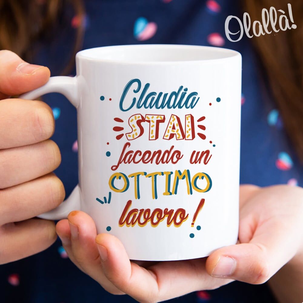 Tazza Personalizzata in Stile Lettering - Idea Regalo Collega e Dipendente