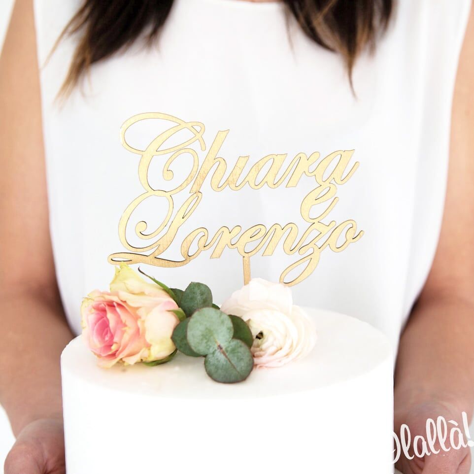 Cake Topper con Nomi degli Sposi Elegante Inglese