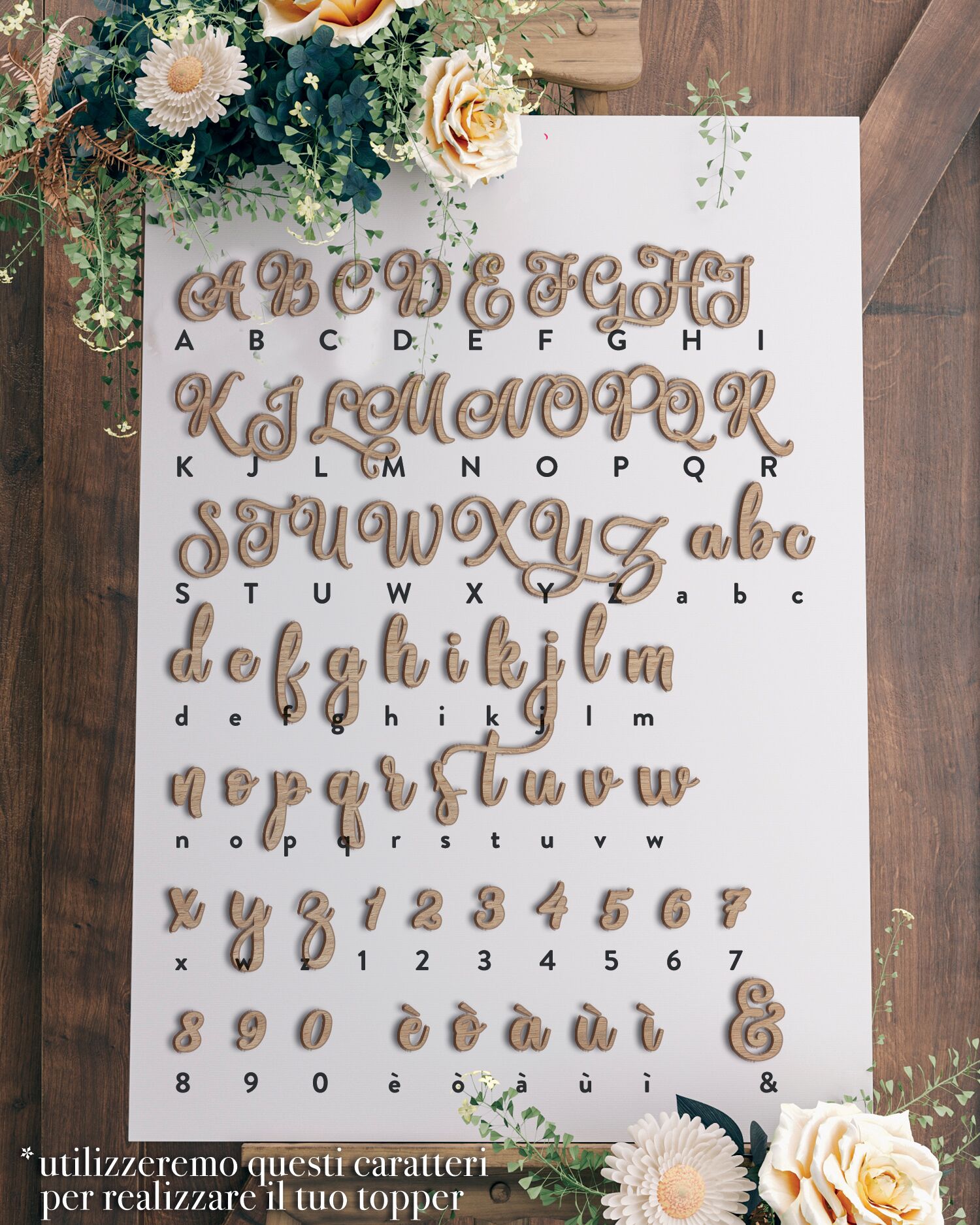 Cake Topper Personalizzato Con Cerchio, Iniziali Sposi e Cuoricino - Decorazione Matrimonio - immagine 7